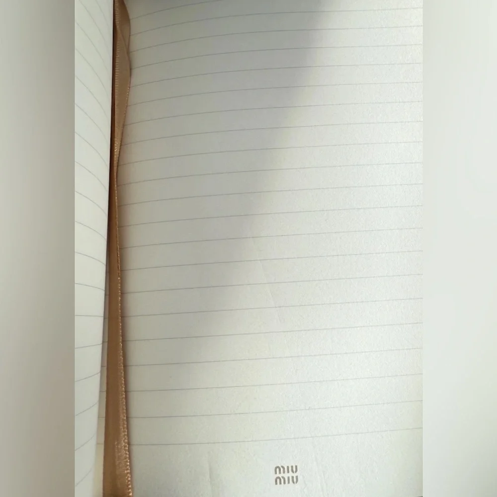 New in Bag Miu Miu Brown GWP Lined Notebook with Miu Miu on Each Page + Belt